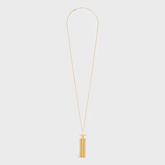 Triomphe Folk Fringe Long Necklace In Brass With Finish - | ^CELINE Discount