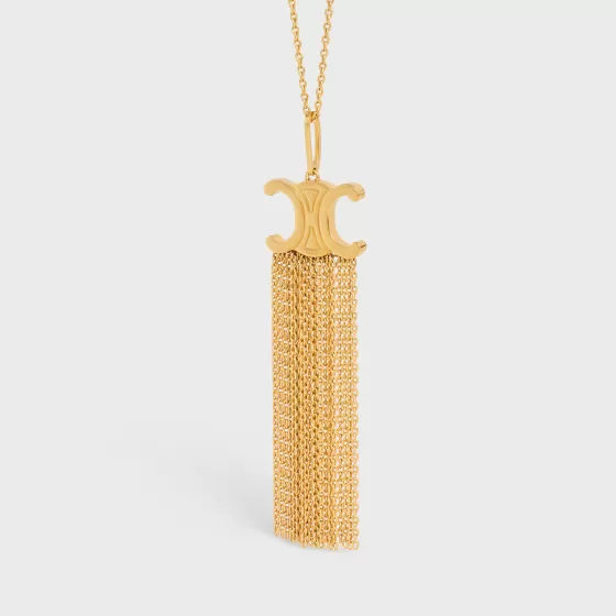 Triomphe Folk Fringe Long Necklace In Brass With Finish - | ^CELINE Discount