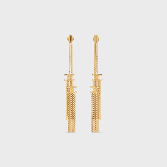 Triomphe Folk Pompon Earrings In Brass With Finish - | ^CELINE Cheap