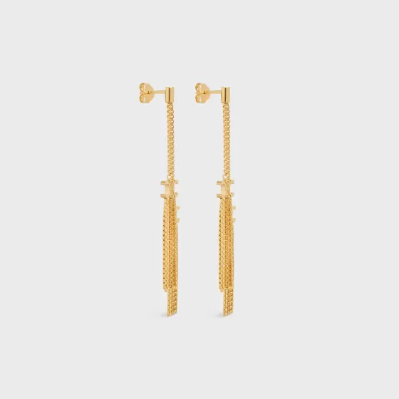 Triomphe Folk Pompon Earrings In Brass With Finish - | ^CELINE Cheap