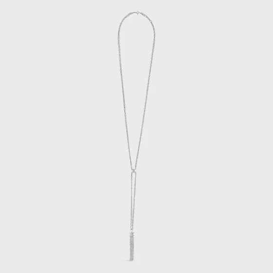 Triomphe Folk Tie Long Necklace In Brass With Rhodium Finish - | ^CELINE Cheap