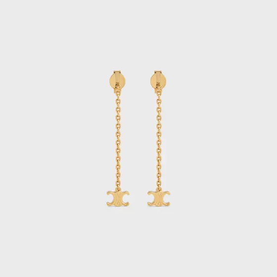 Triomphe Mini Triomphe Earrings In Brass With Finish - | ^CELINE New