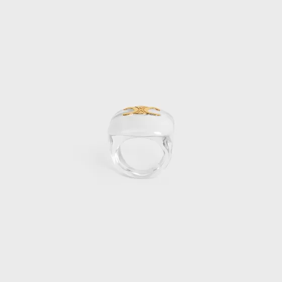 Triomphe Ring In Plexiglass And Brass With Gold Finish - | ^CELINE Discount