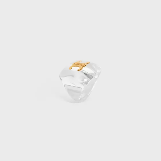 Triomphe Ring In Plexiglass And Brass With Gold Finish - | ^CELINE Discount