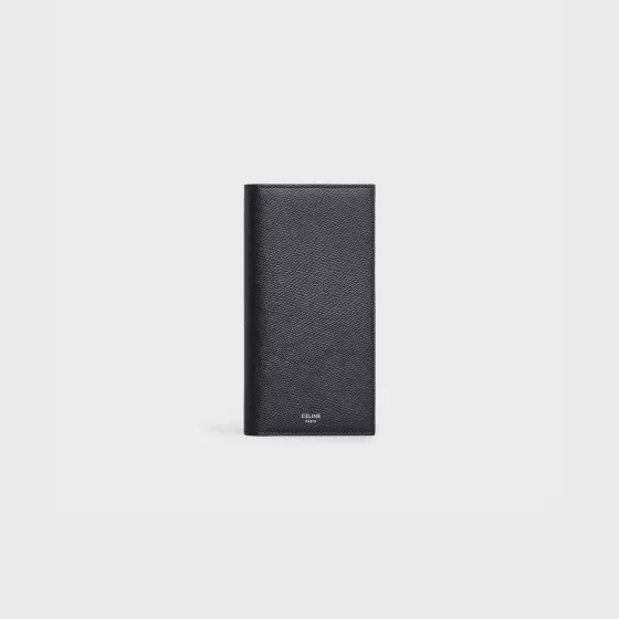 Vertical Wallet With Coin Compartment In Grained Calfskin - | ^CELINE Shop