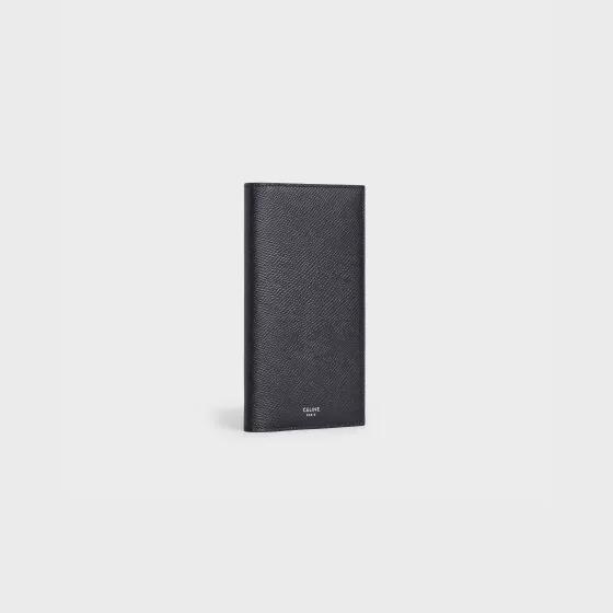 Vertical Wallet With Coin Compartment In Grained Calfskin - | ^CELINE Shop