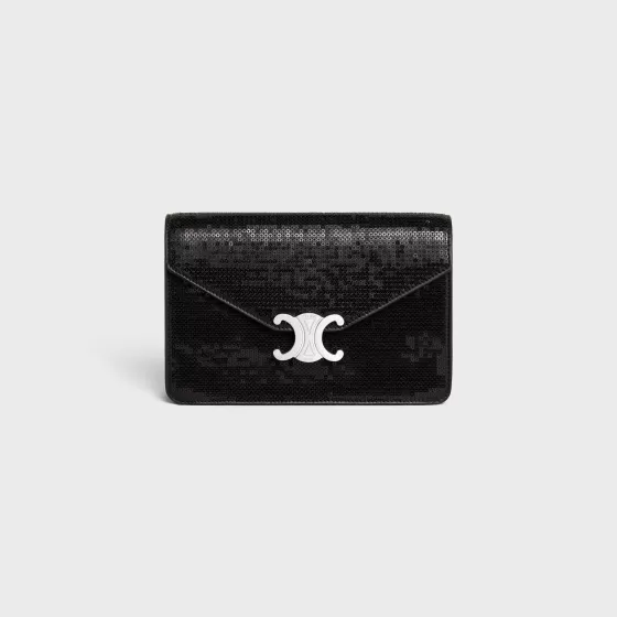 Wallet On Chain Triomphe In Sequins And Calfskin - | ^CELINE Best