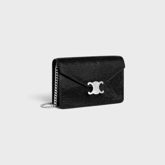 Wallet On Chain Triomphe In Sequins And Calfskin - | ^CELINE Best