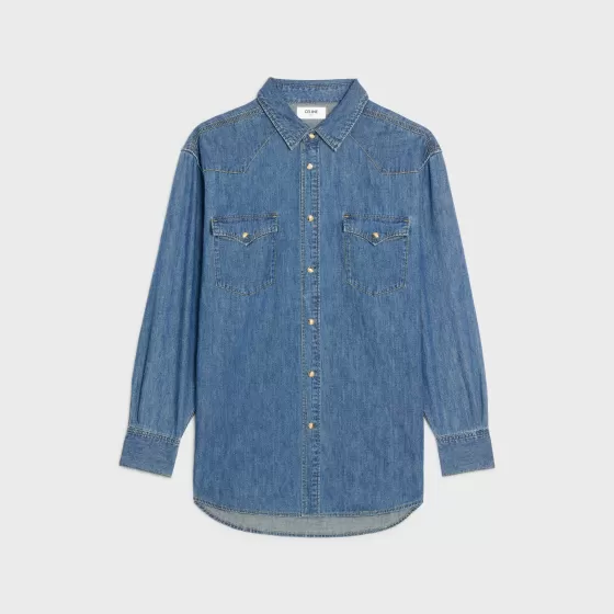 Western Shirt In Denim - | ^CELINE Flash Sale