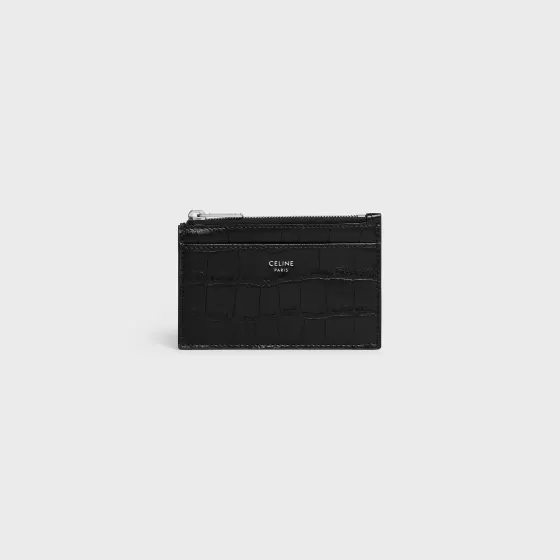 Zipped Card Holder In Crocodile Embossed Calfskin - | ^CELINE Cheap