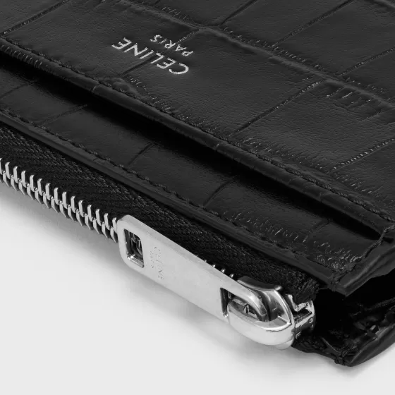 Zipped Card Holder In Crocodile Embossed Calfskin - | ^CELINE Cheap