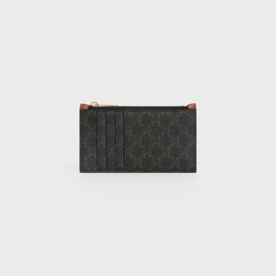 Zipped Card Holder In Triomphe Canvas And Lambskin - | ^CELINE Hot