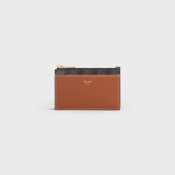 Zipped Card Holder In Triomphe Canvas And Lambskin - | ^CELINE Online