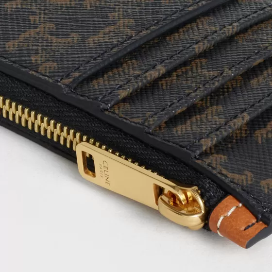 Zipped Card Holder In Triomphe Canvas And Lambskin - | ^CELINE Hot