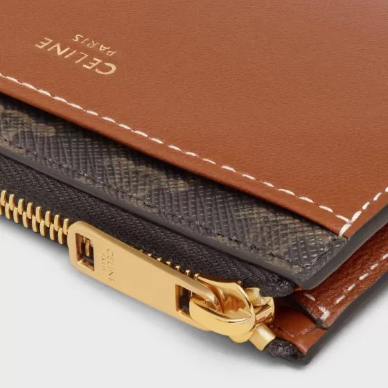 Zipped Card Holder In Triomphe Canvas And Lambskin - | ^CELINE Online