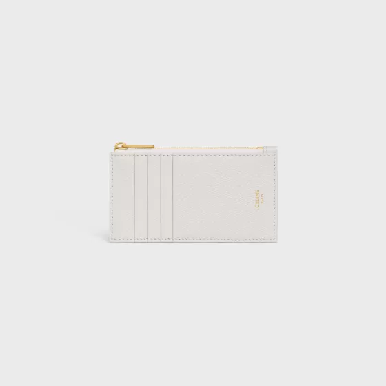 Zipped Compact Card Holder Essentials In Grained Calfskin - | ^CELINE Outlet