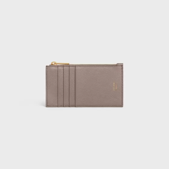 Zipped Compact Card Holder Essentials In Grained Calfskin - | ^CELINE Discount