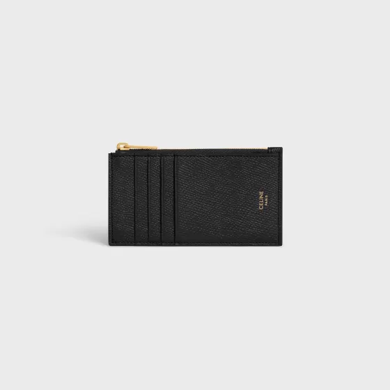 Zipped Compact Card Holder Essentials In Grained Calfskin - | ^CELINE Fashion