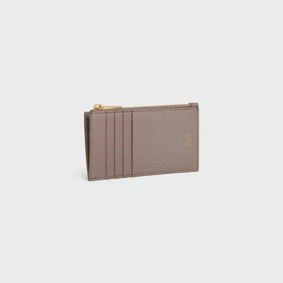 Zipped Compact Card Holder Essentials In Grained Calfskin - | ^CELINE Discount