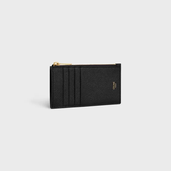 Zipped Compact Card Holder Essentials In Grained Calfskin - | ^CELINE Fashion