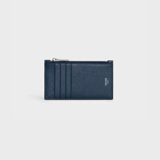 Zipped Compact Card Holder In Grained Calfskin - | ^CELINE Outlet