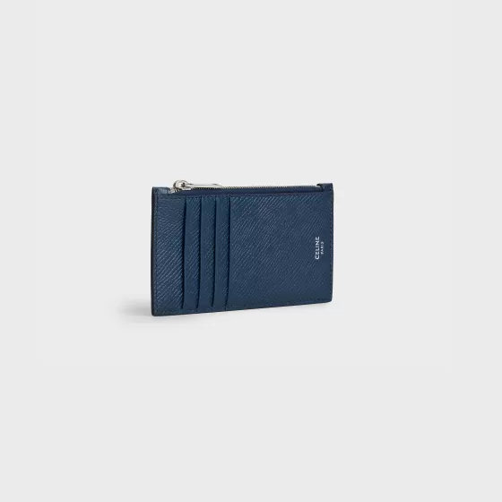 Zipped Compact Card Holder In Grained Calfskin - | ^CELINE Outlet