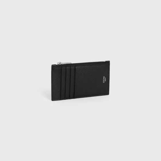 Zipped Compact Card Holder In Grained Calfskin - | ^CELINE Sale