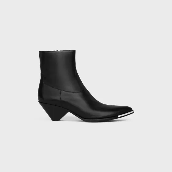 Zipped Conique Boot With Metal Toe In Shiny Calfskin - | ^CELINE Sale