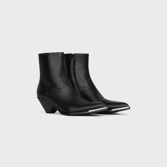 Zipped Conique Boot With Metal Toe In Shiny Calfskin - | ^CELINE Sale